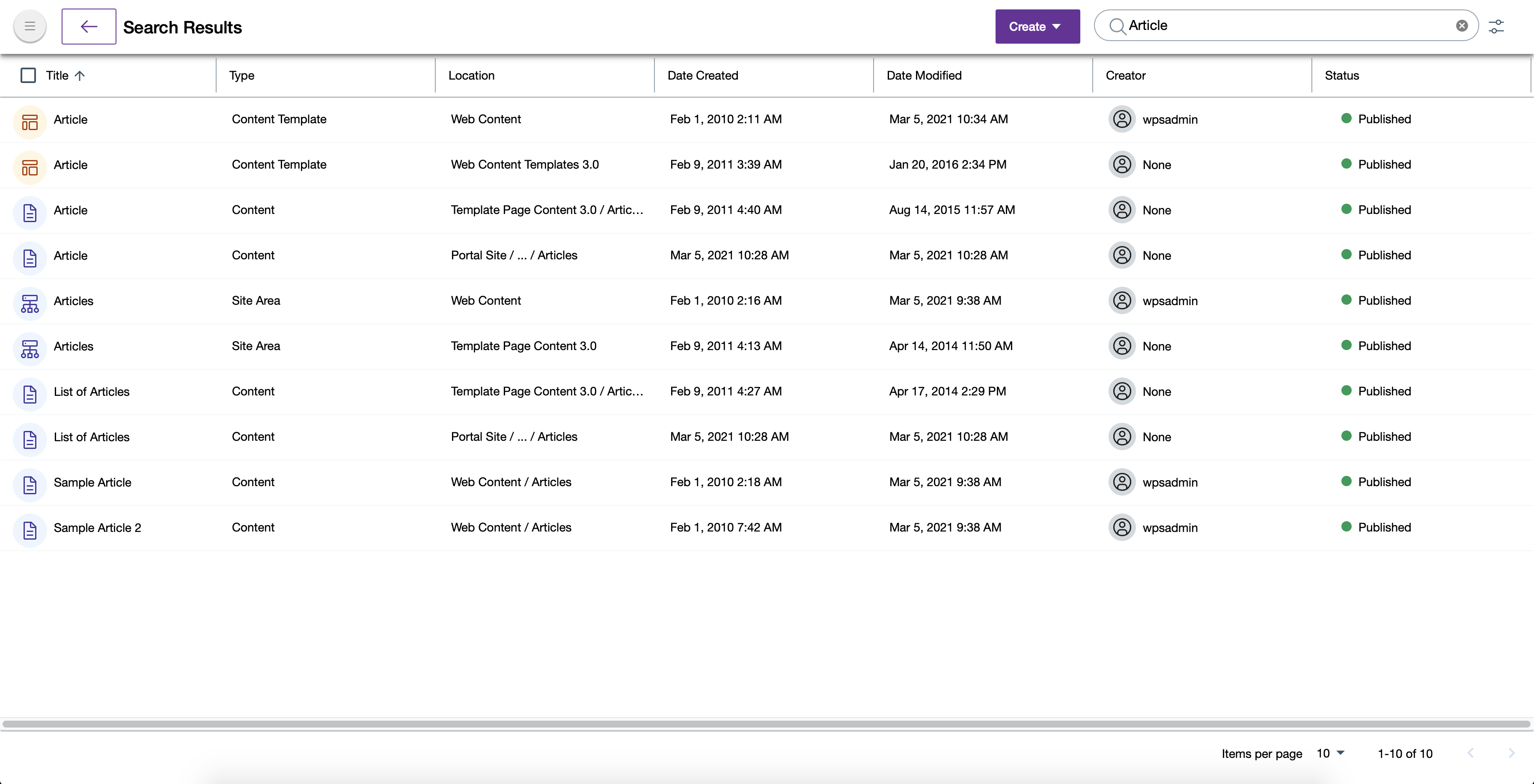 Search results view Search results full view