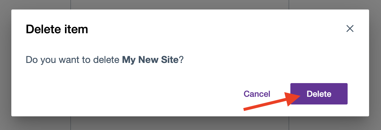site deletion confirmation message