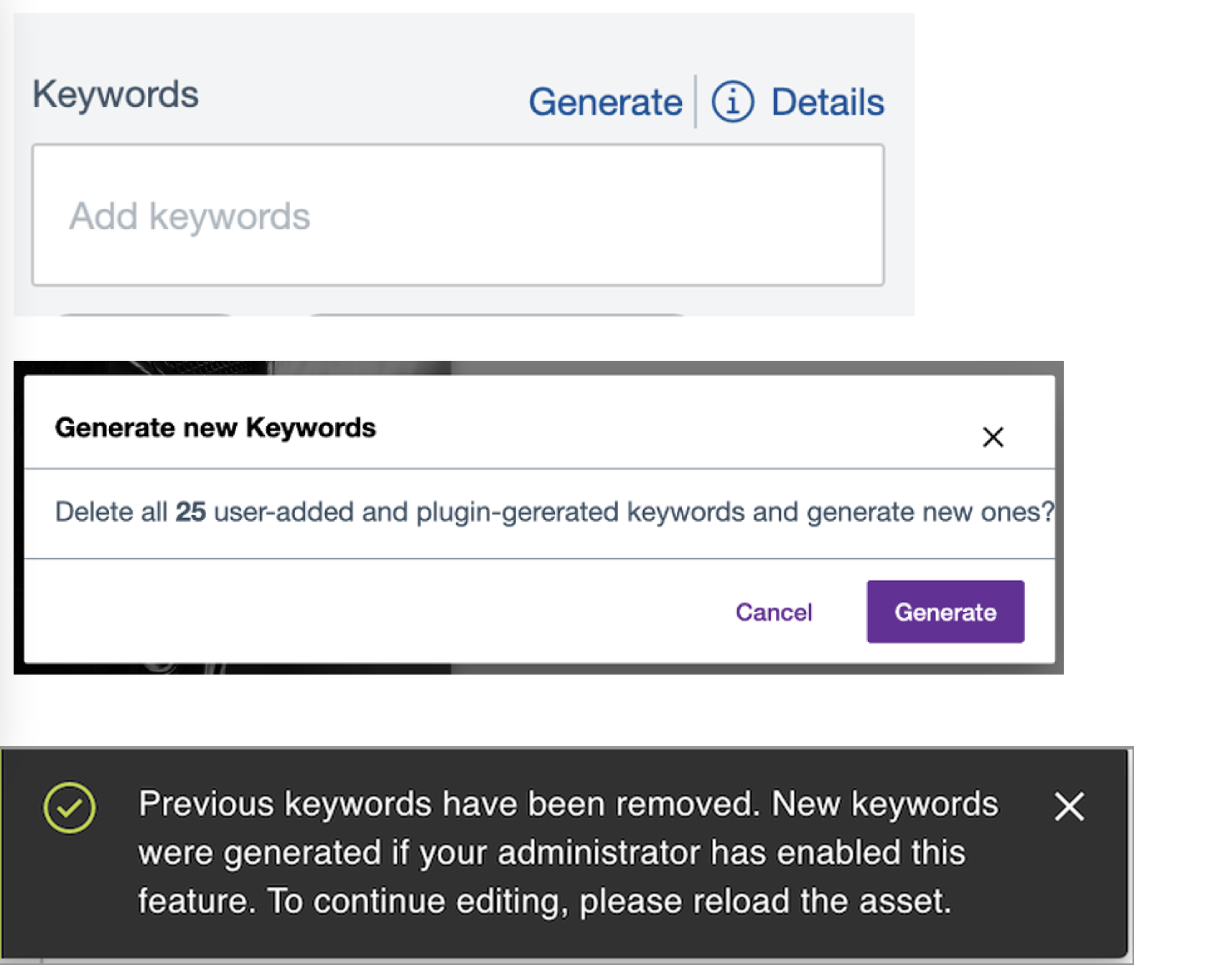 DAM Generate keywords