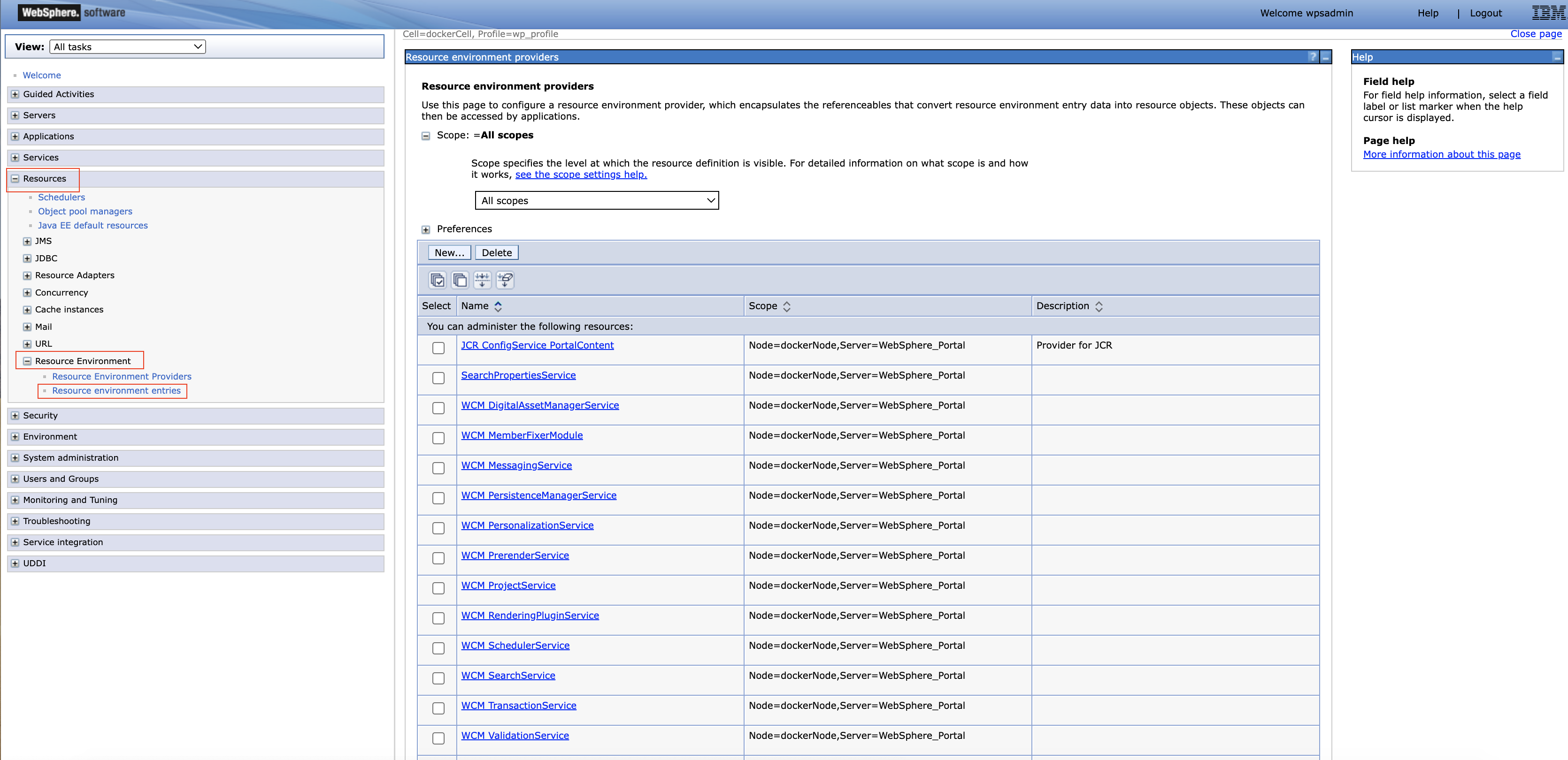 Select Resource environment providers