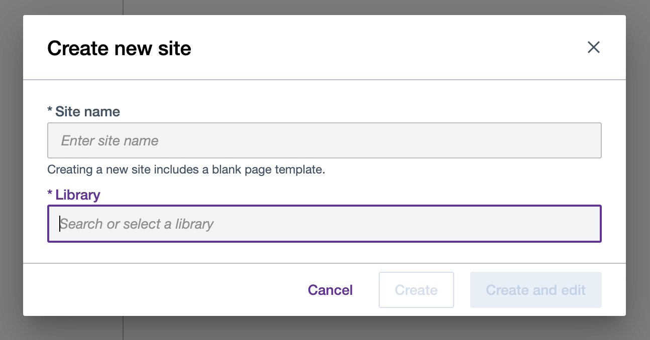 Create a new site under a library