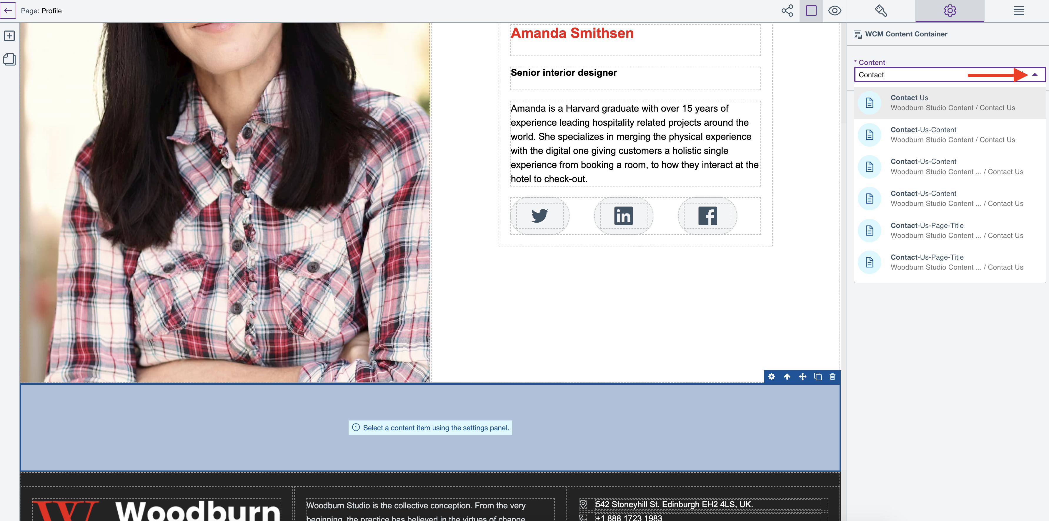 Set content reference