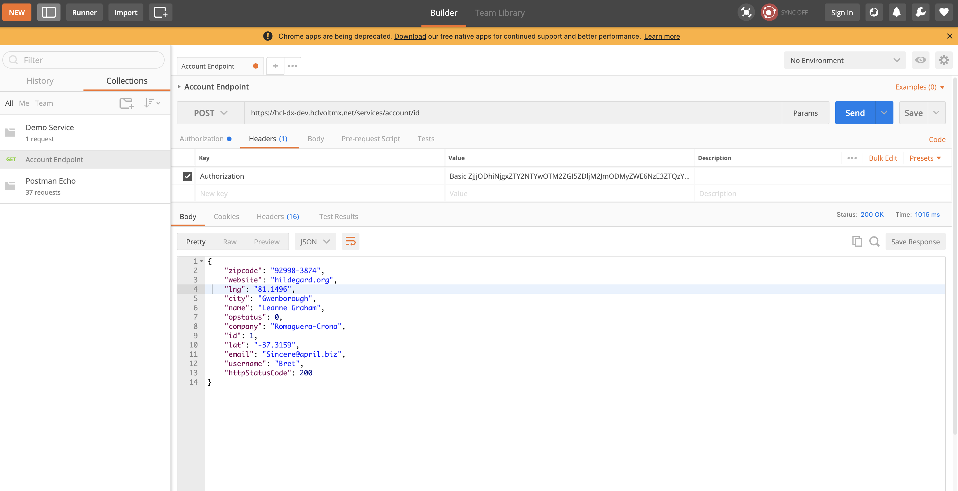 VOLTMX Sample POST API Endpoint.