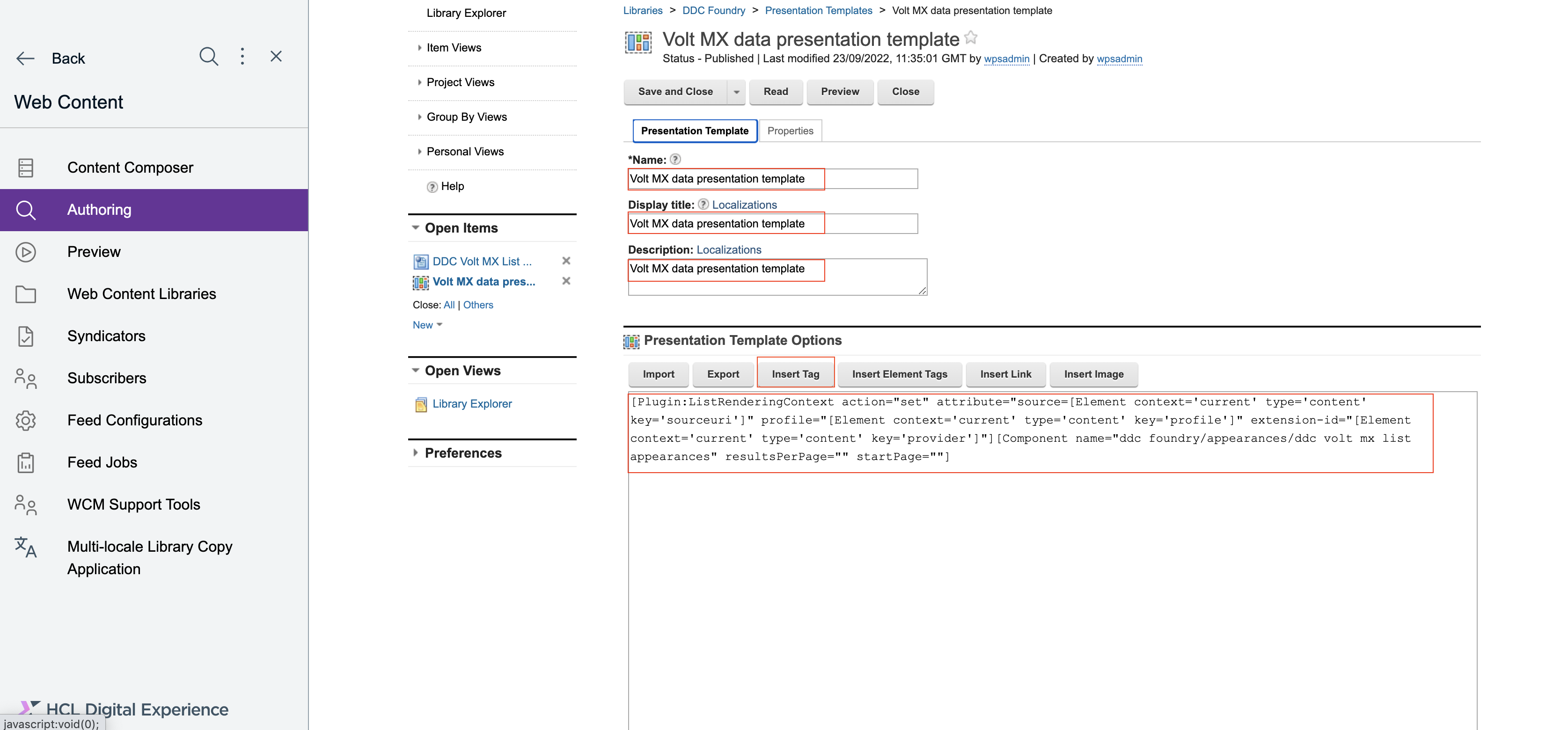 Create Presentation Template.