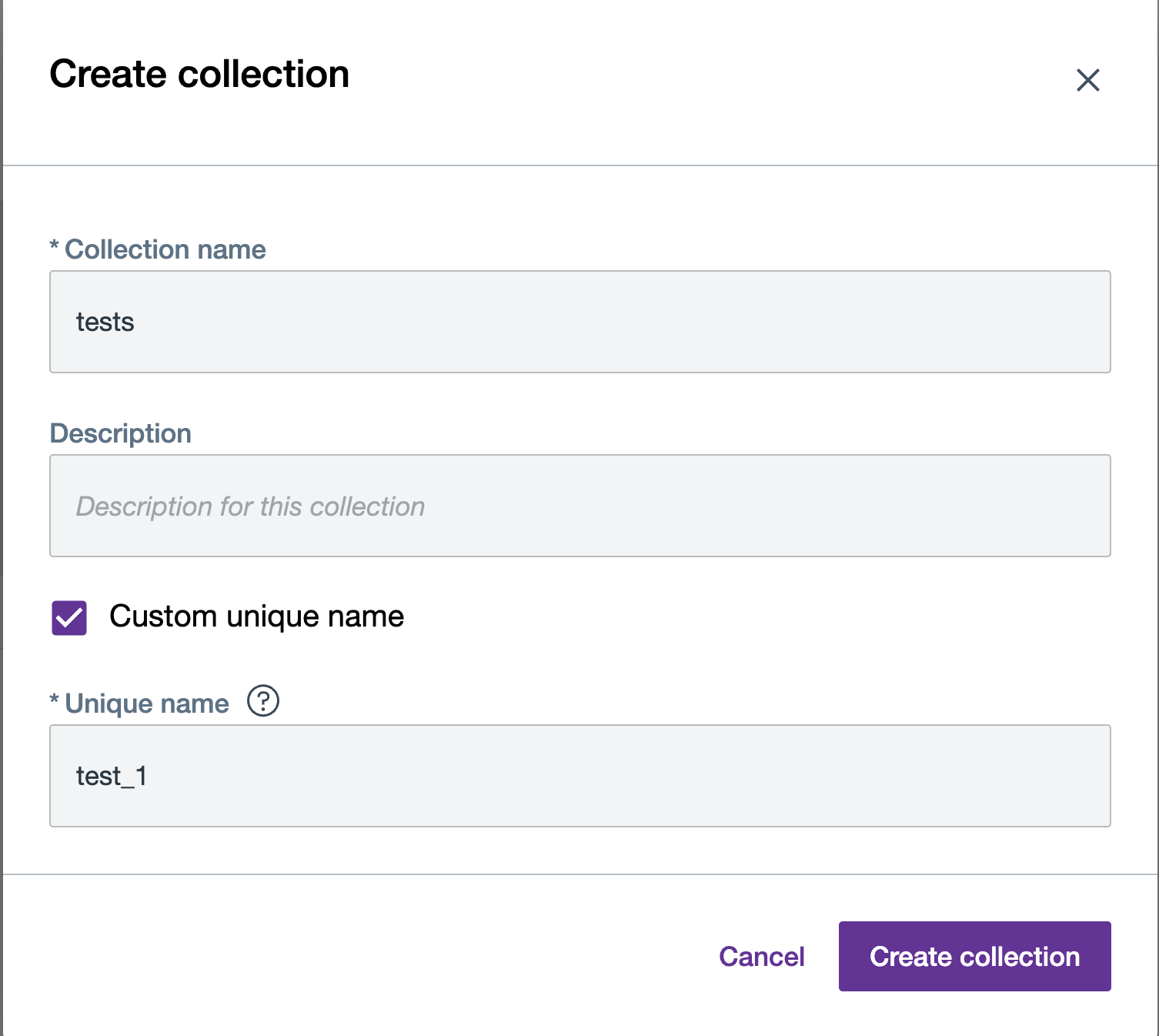 Create collection suggestion click