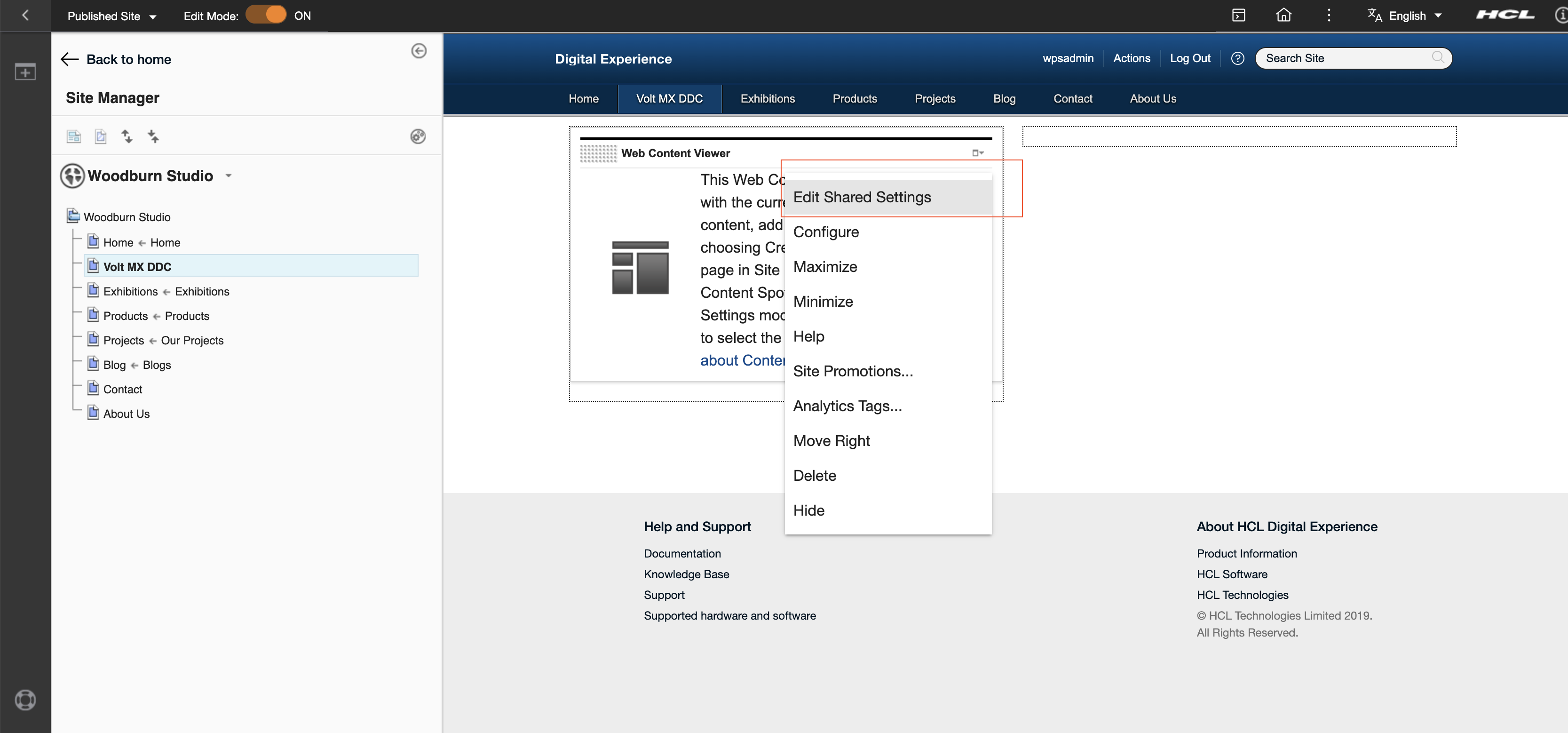Select Edit Shared Settings.