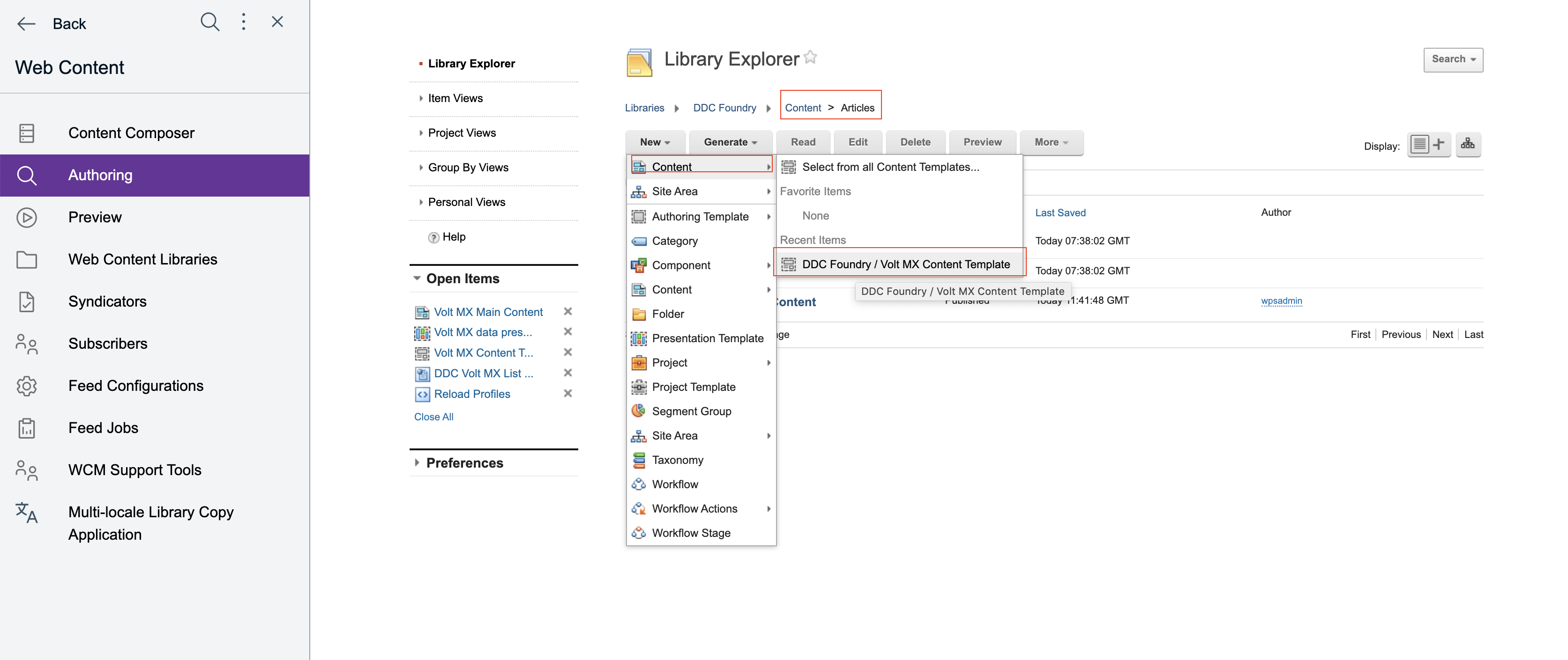 Create Main Content.