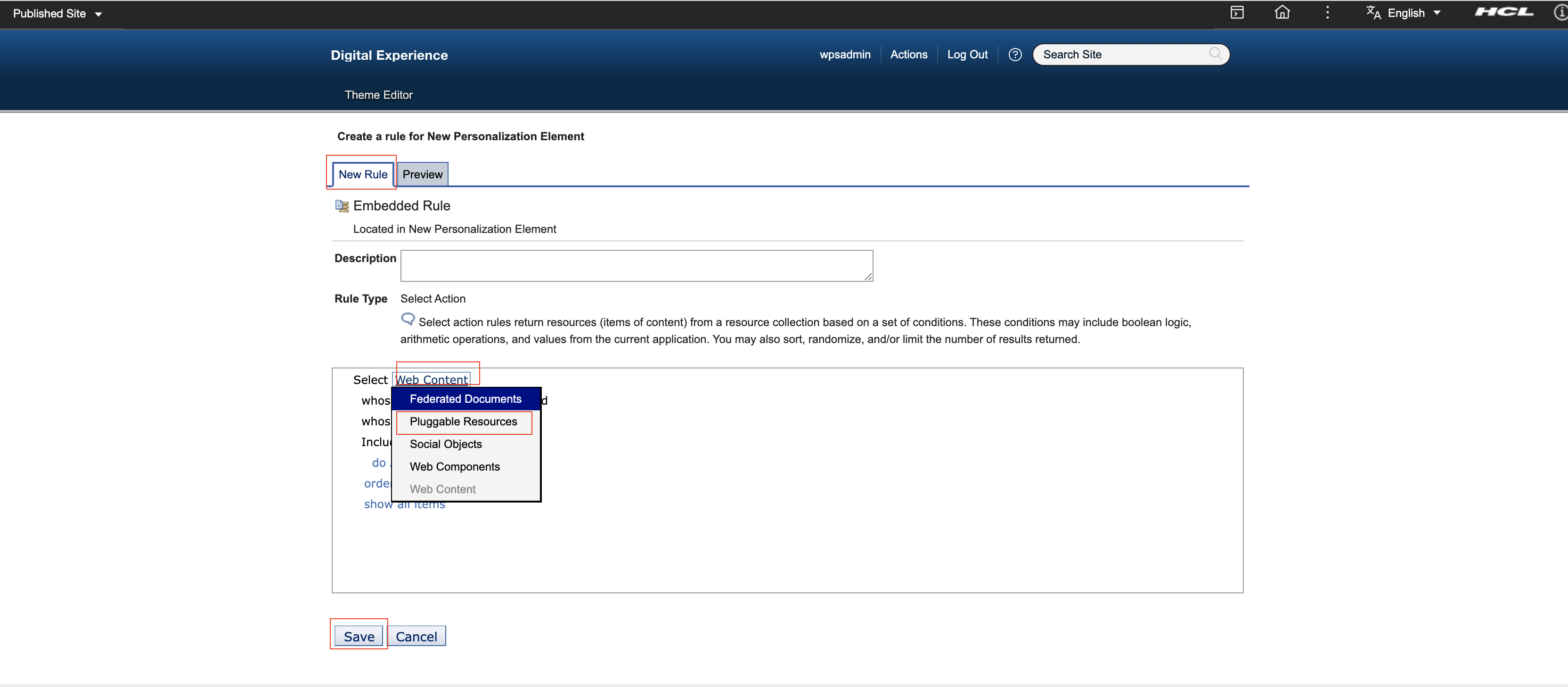 Create a rule for New Personalization Element