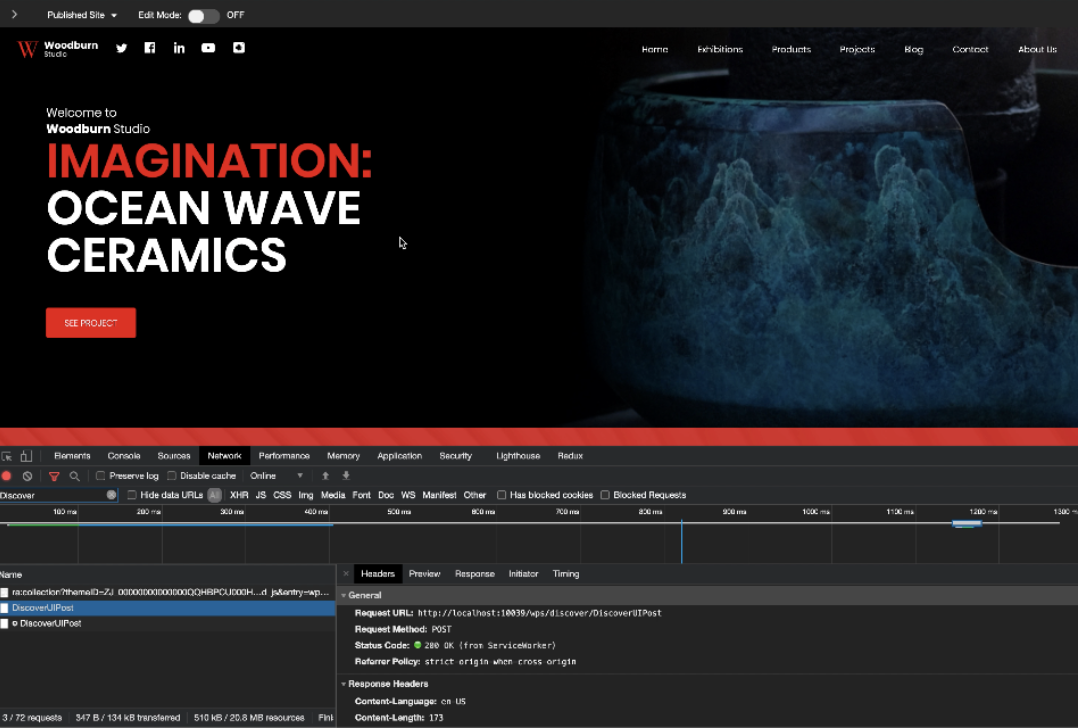 Open a browser Network tab to view activity Open a browser Network tab to view activity