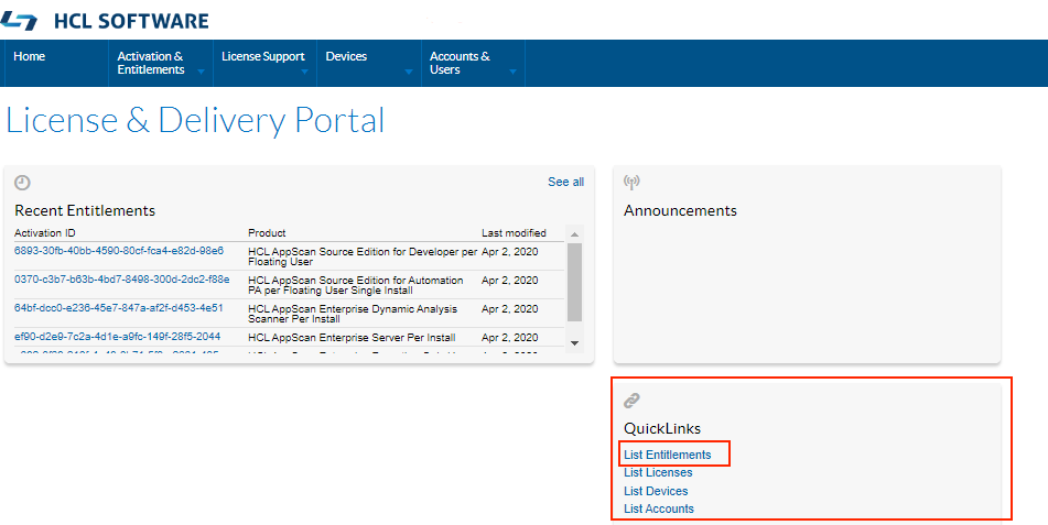 List of entitlements
