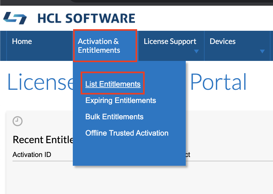 List of entitlements navigation
