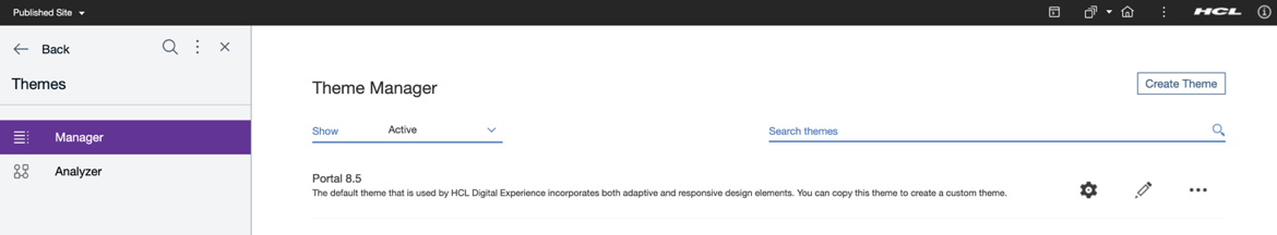 Access the Theme Manager in DX V9.5