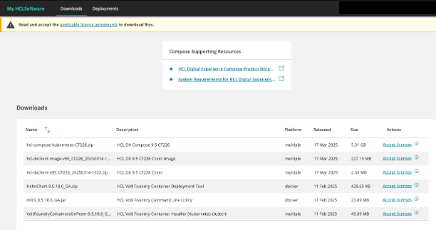 HCL DX Compose Accept License Agreements