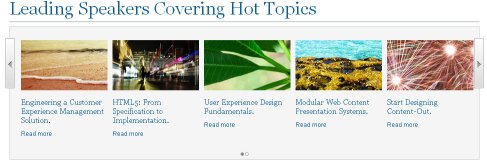 Cette image illustre un carrousel qui permet aux lecteurs de voir un ensemble d'images avec leurs liens et leur contenu associés.
