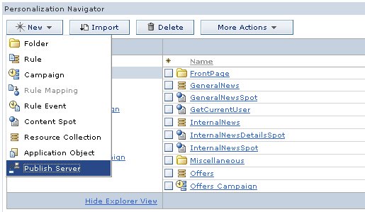 capture d'écran illustrant la création d'un serveur de publication