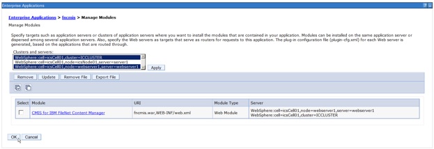 click OK for settings of Manage Module