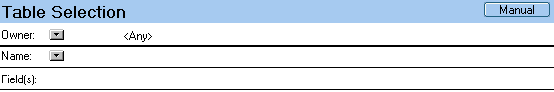 Oracle connection document table options bmp