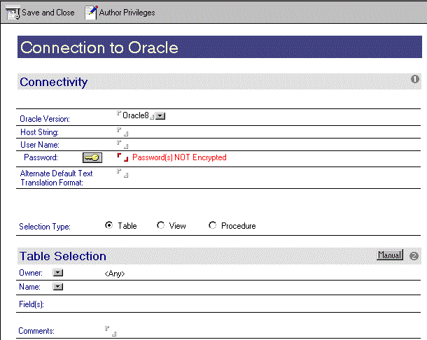 Oracle connection document for DECS bmp