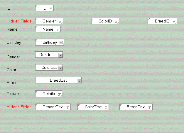 Form showing fields for a DCR