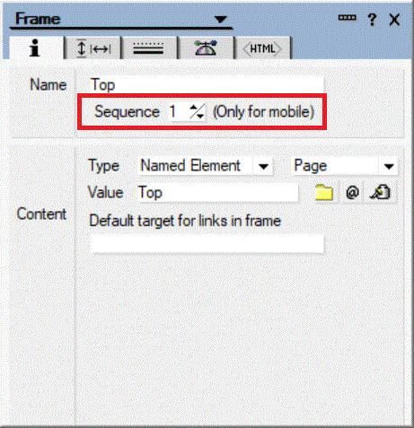 Frame sequence value of 1 specified