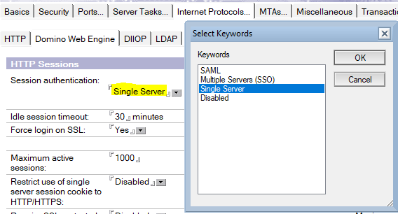 server configuration for server document