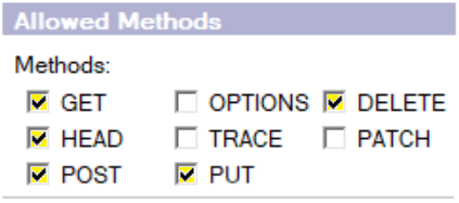 allowed methods for server configuration on internet