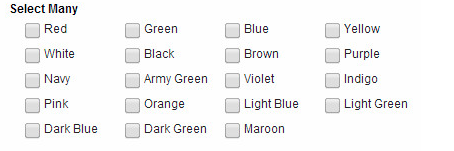 image showing a select many with the options formatted into columns using css