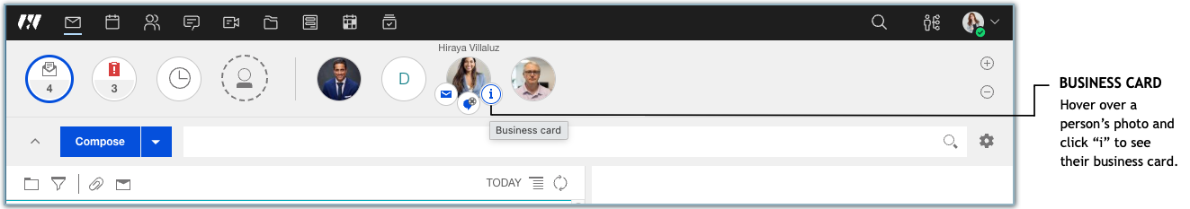 Business card functions to get deeper information about contact
