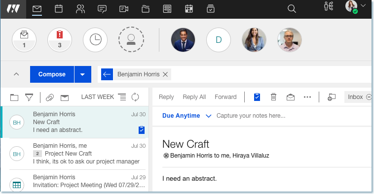This shows the search bar and the message list within the email.