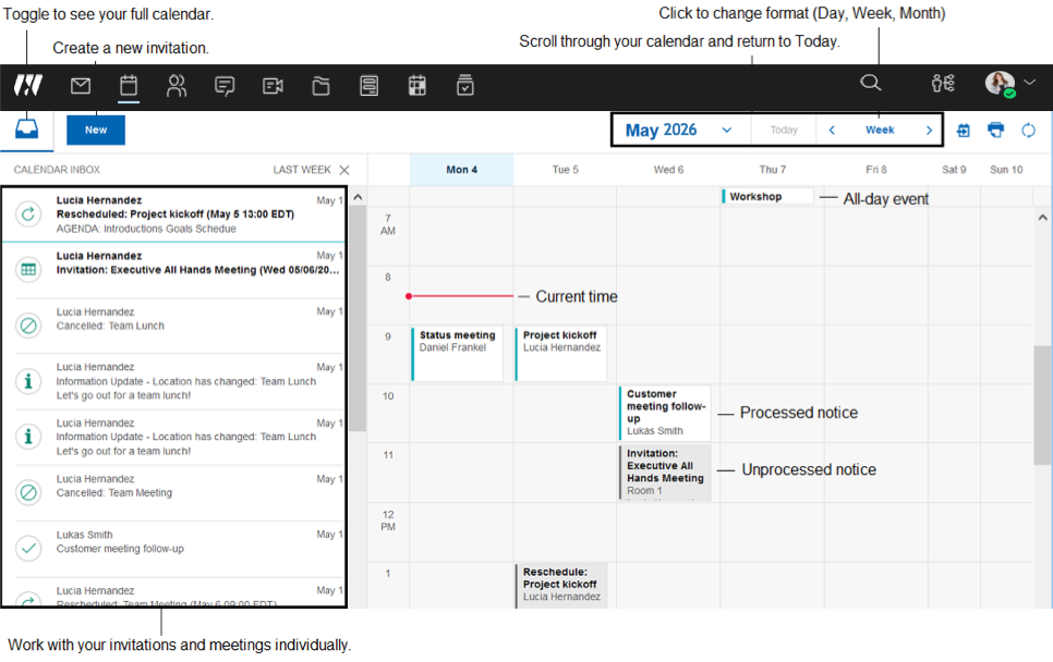 Calendar inbox