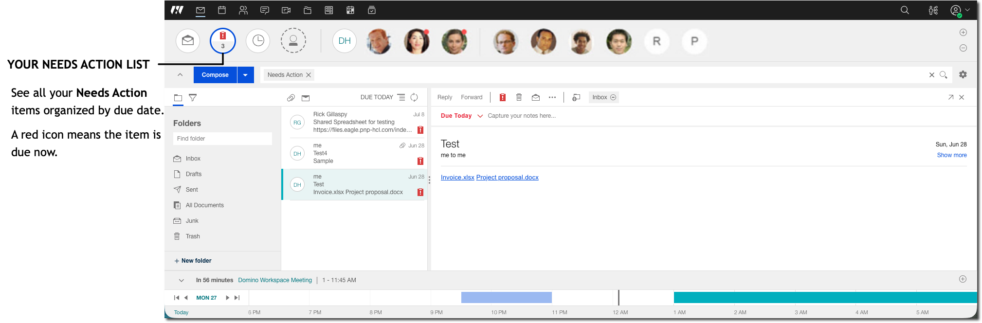See all messages marked Needs Action.