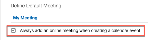 checkbox to always add online meeting image.