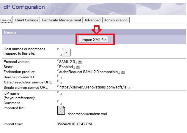 New Import XML file button