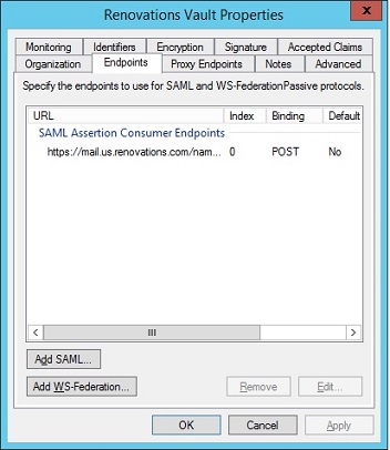 Endpoints POST binding URL for Domino.