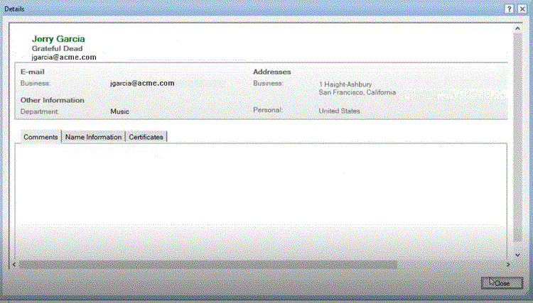 Détails sur Jerry Garcie