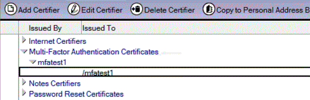 /mfatest1 の多要素認証証明書の例