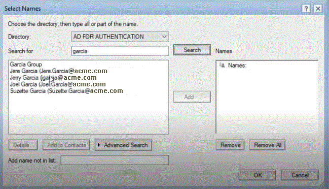 검색 대상 필드에 "garcia"를 입력한 결과