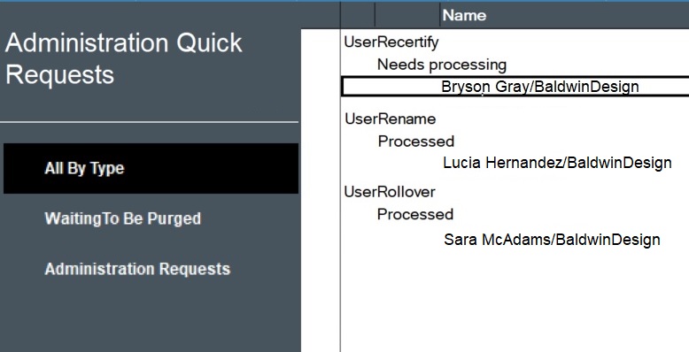 Administration Quick Requests database