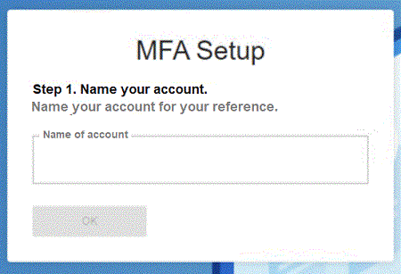 MFA Setup screen showing Step 1 of setup