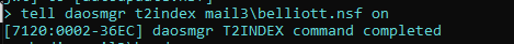 tell "daosmgr t2index dbname.nsf on" command overrides global setting