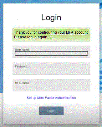 Final login screen to complete MFA setup.