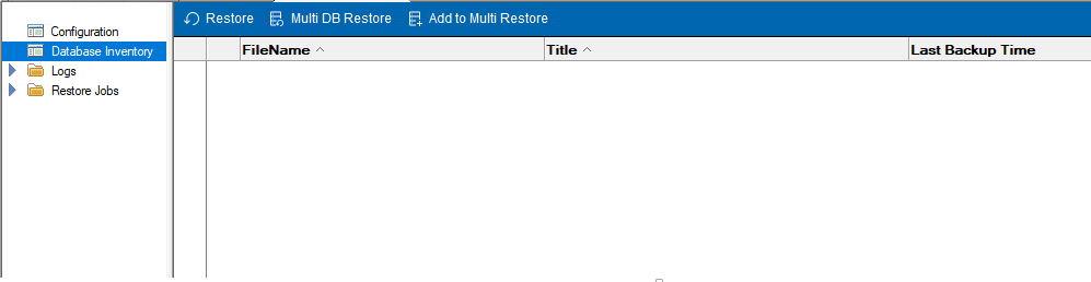 Empty Database Inventory view