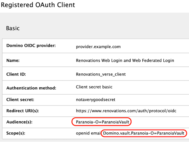 Example OIDC provider configuration
