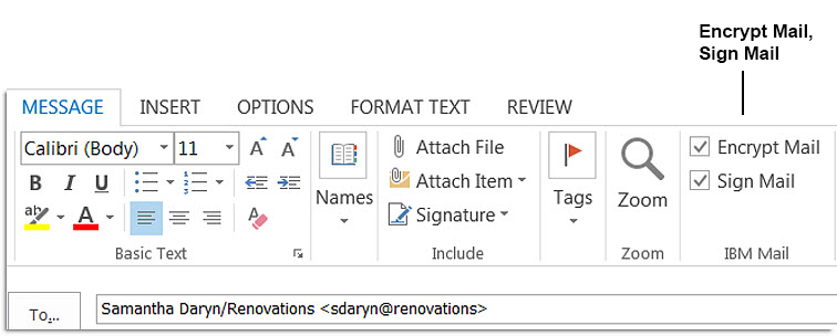 Encrypt Mail, Sign Mail options