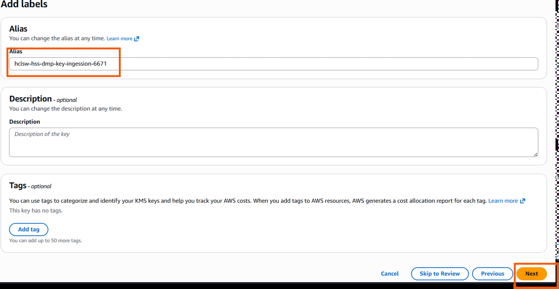 Add labels - Alias field
