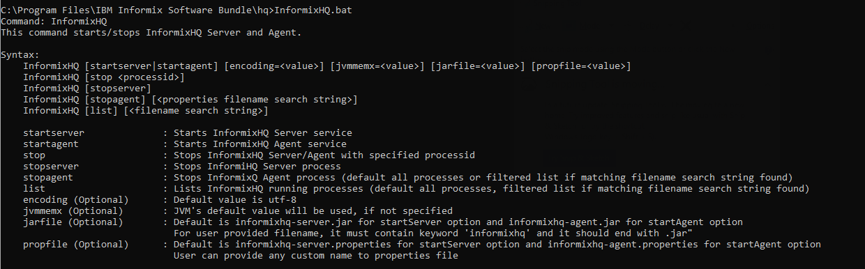 This figure shows InformixHQ help sample syntax.