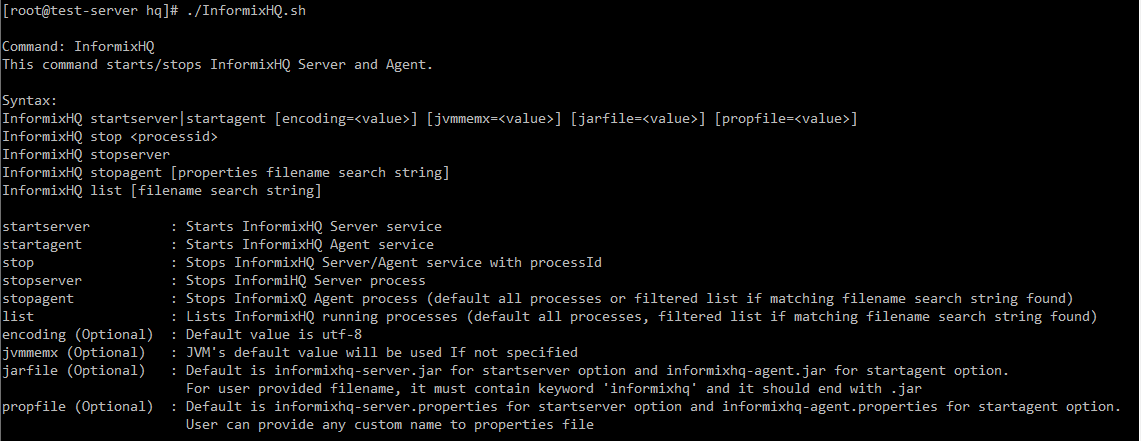 This figure shows InformixHQ help sample syntax.