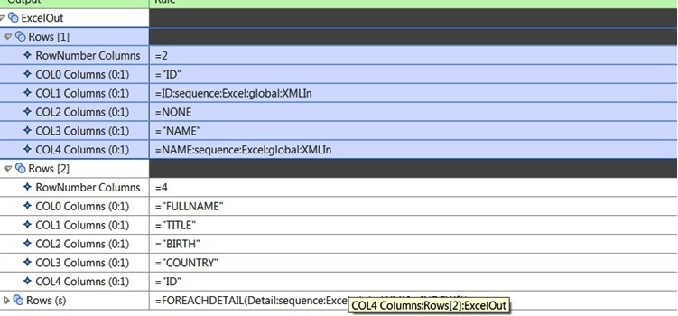 Screen capture of outbound mapping rules