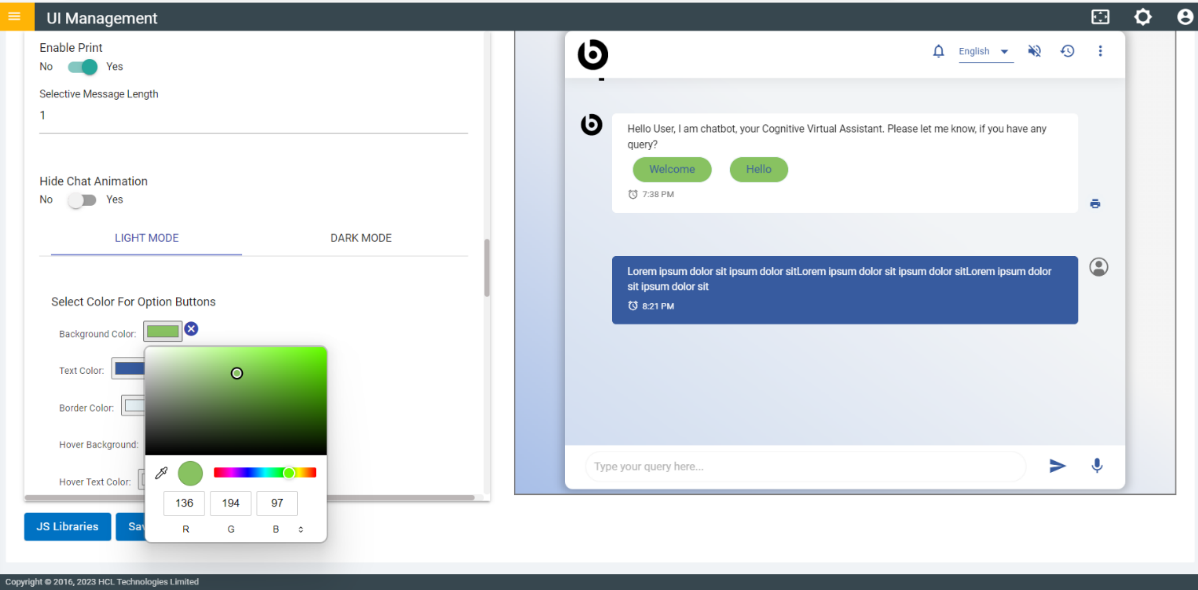 Customizing Chat UI Colors