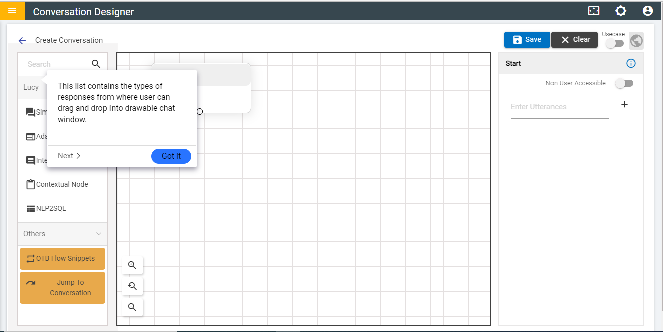 Functional Buttons on Create Conversation Page